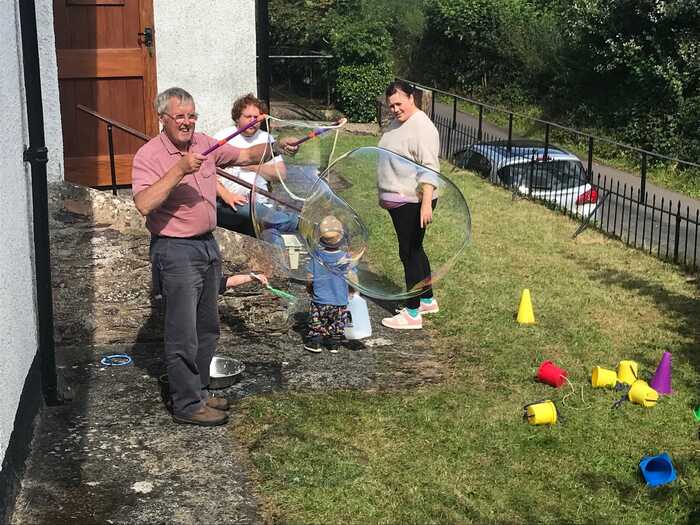 Not just the children playing with giant bubbles!